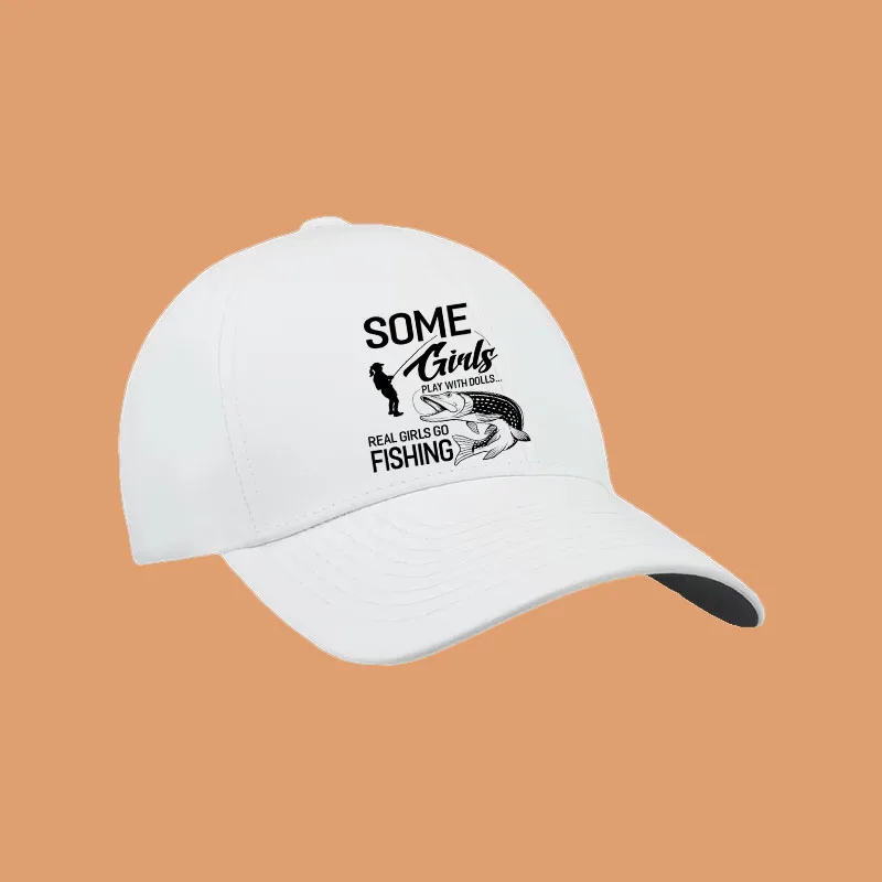 Wo s Real Girls Go Fishing Funny Baseball Cap