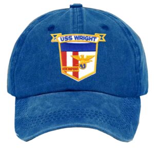 Uss Wright Embroidered Patch Washed Baseball Hat