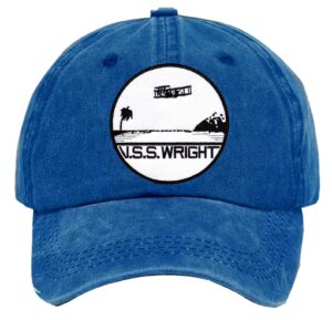 Uss Wright Kitty Hawk Embroidered Patch Washed Baseball Hat